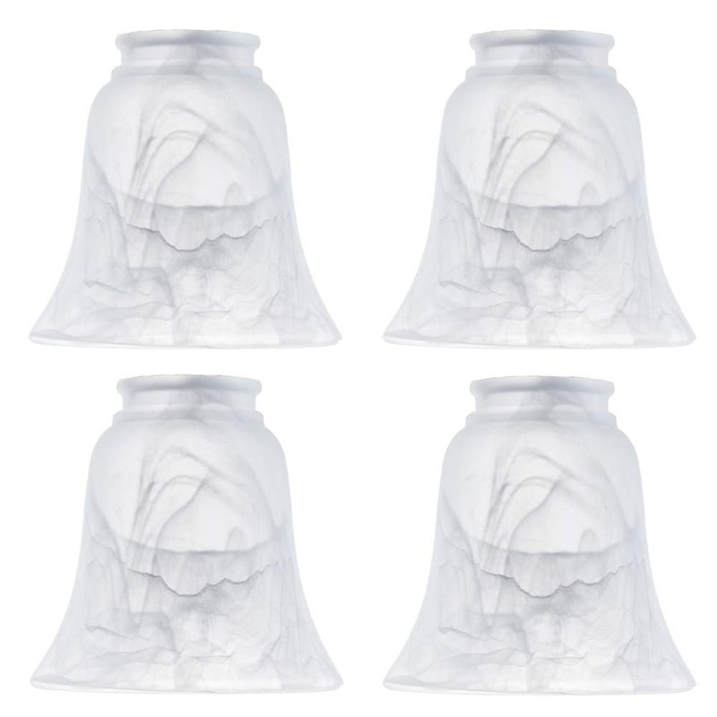 XIDING Ceiling Fan Light Covers, Transitional Style Bell Frosted Shade, Milky Scavo Glass Alabaster Shade, Perfect Ceiling Fan Globes Replacement Glass Accessories, Standard 2-1/8" Fitter Size, Pack of 4 - Image 1